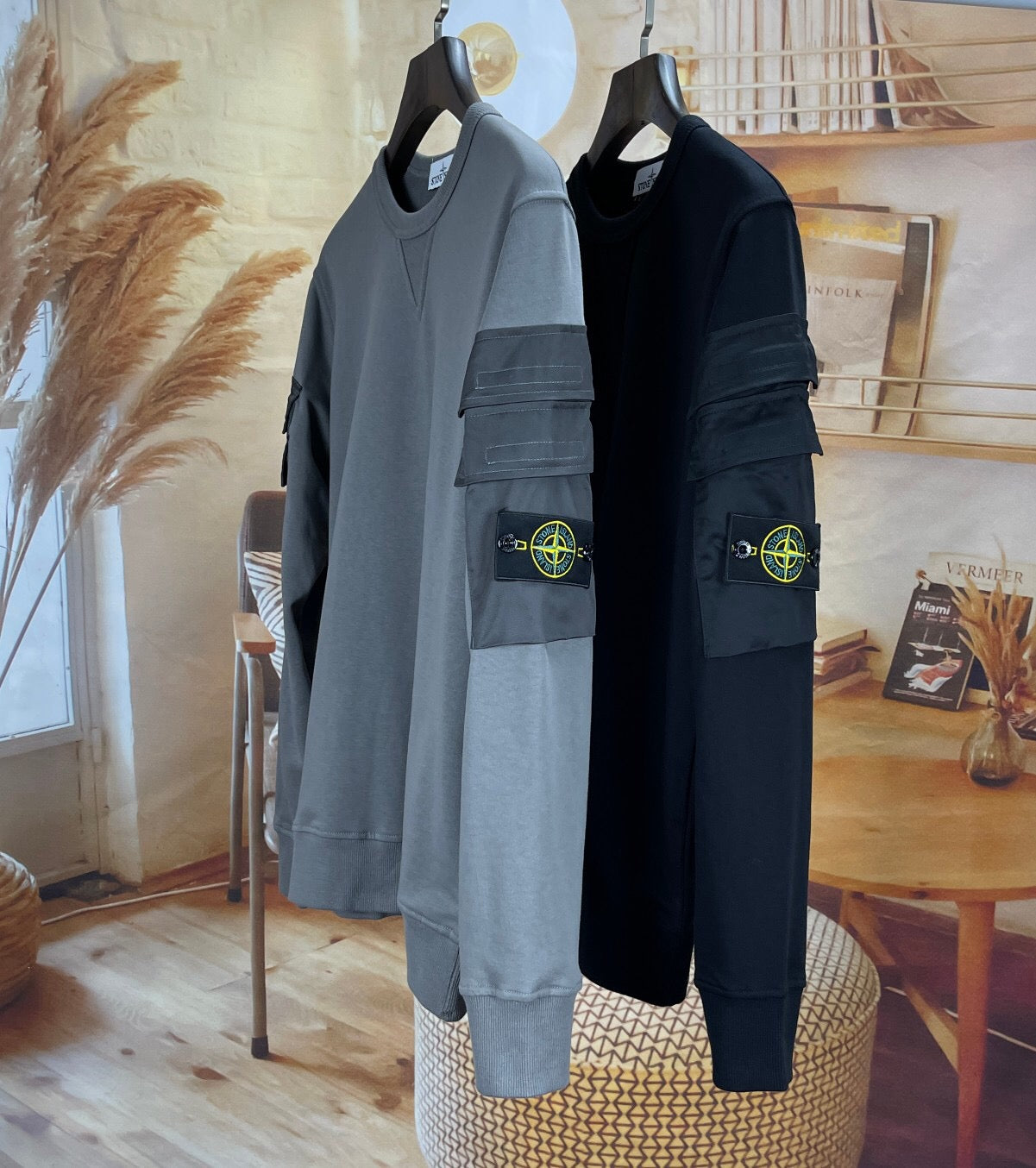 SSS - Side Pocket Crewneck Sweatshirt - Stone Streetwear Studio | Timeless Clothing