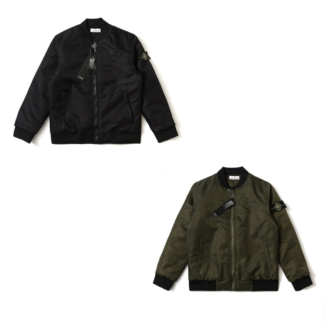 SSS - Sleeve Badge Bomber Jacket - Stone Streetwear Studio | Timeless Clothing