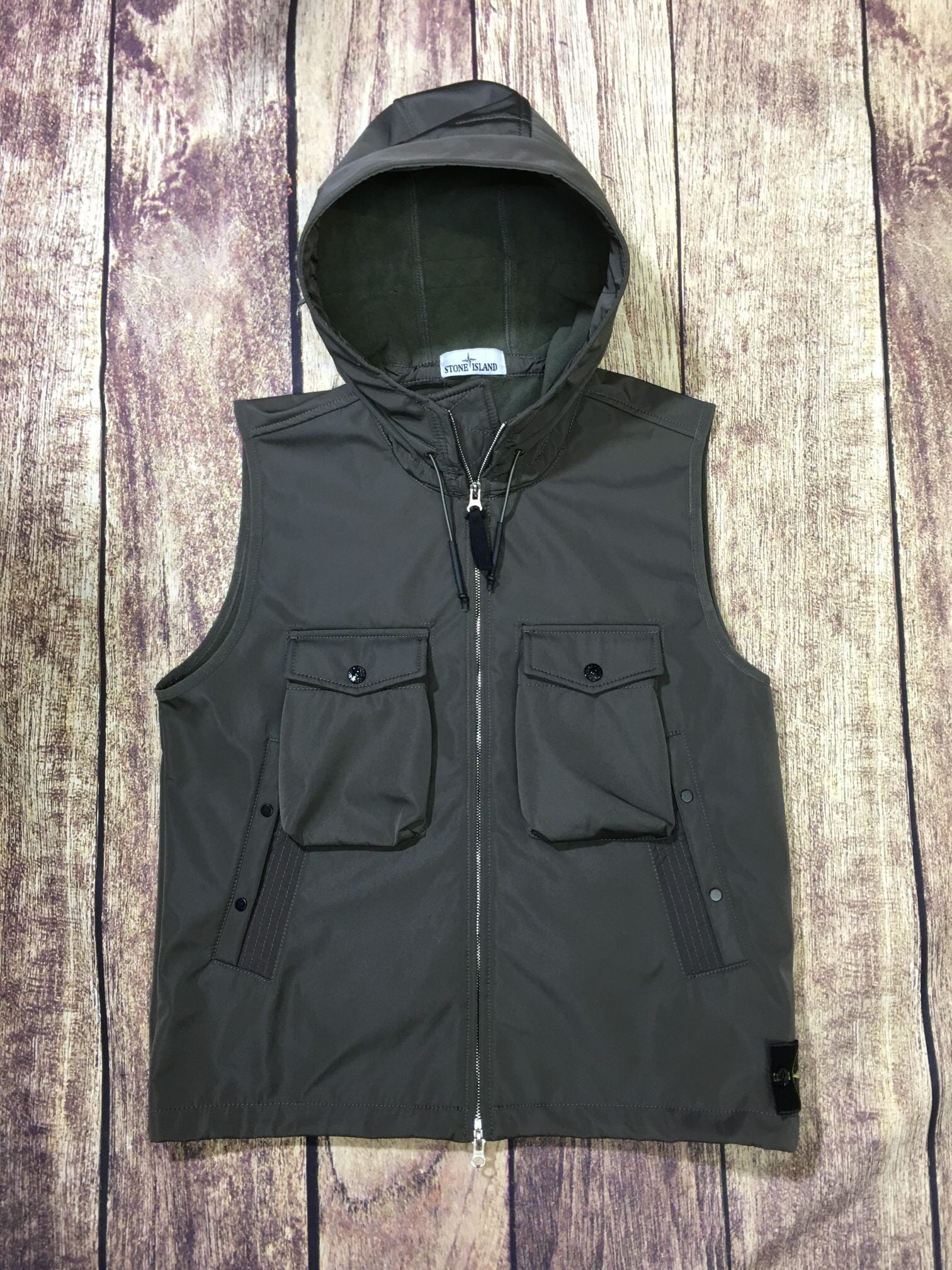 SSS - Hooded Double Pocket Gillet - Stone Streetwear Studio | Timeless Clothing