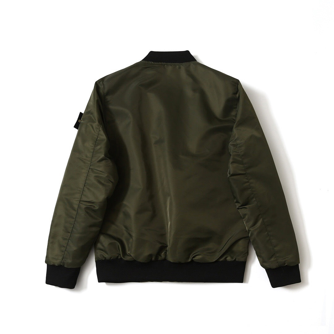 SSS - Sleeve Badge Bomber Jacket - Stone Streetwear Studio | Timeless Clothing