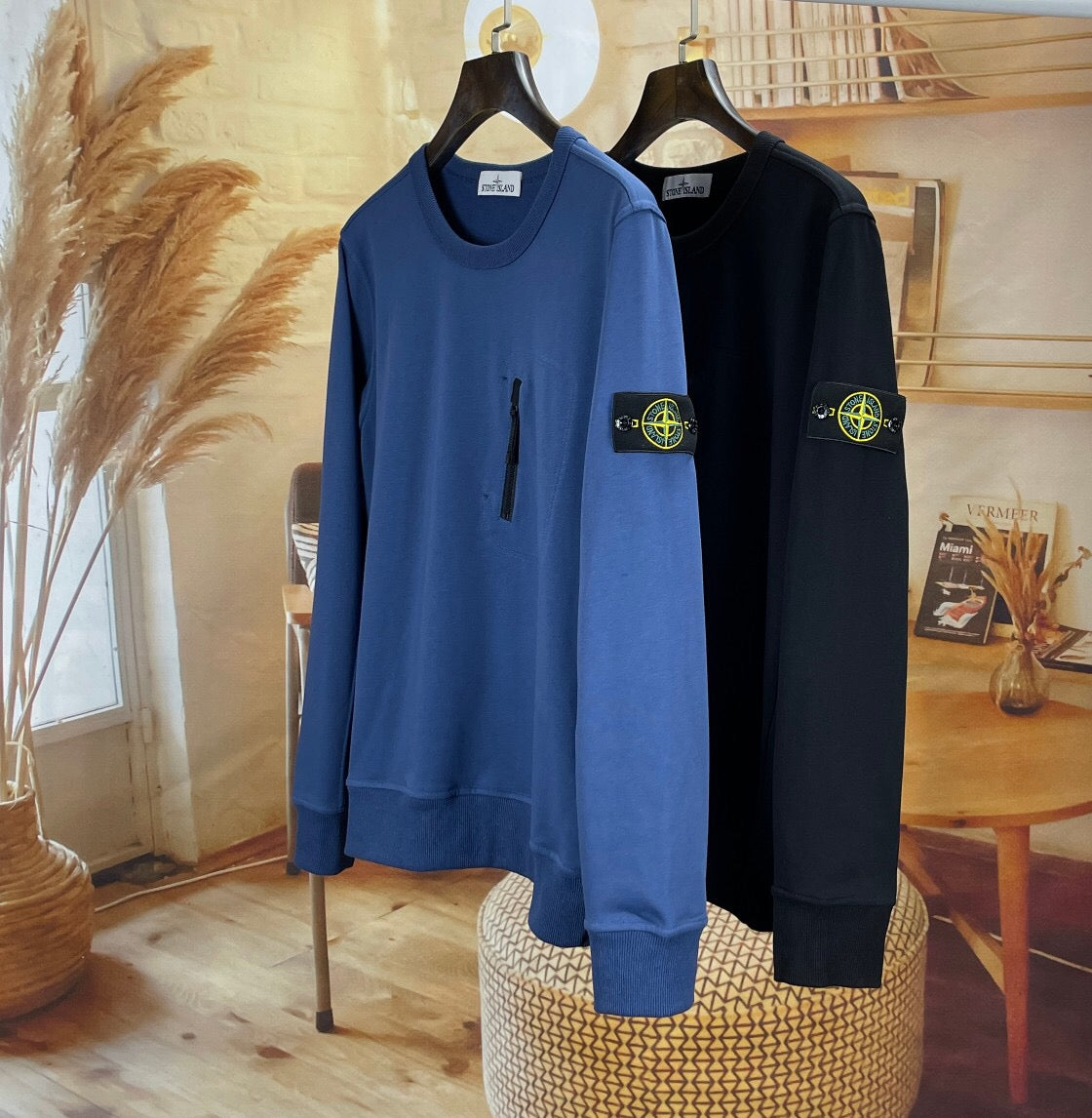 SSS - Crewneck Breast Zip Pocket Sweatshirt - Stone Streetwear Studio | Timeless Clothing