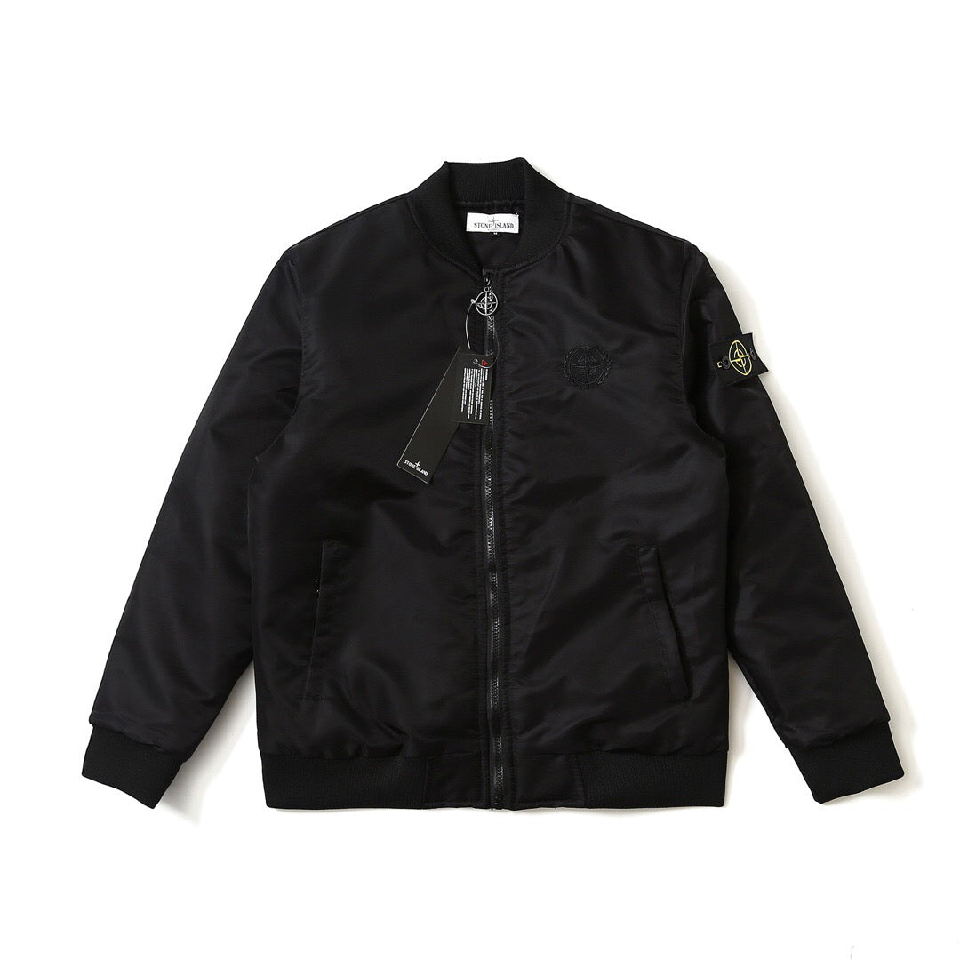 SSS - Sleeve Badge Bomber Jacket - Stone Streetwear Studio | Timeless Clothing