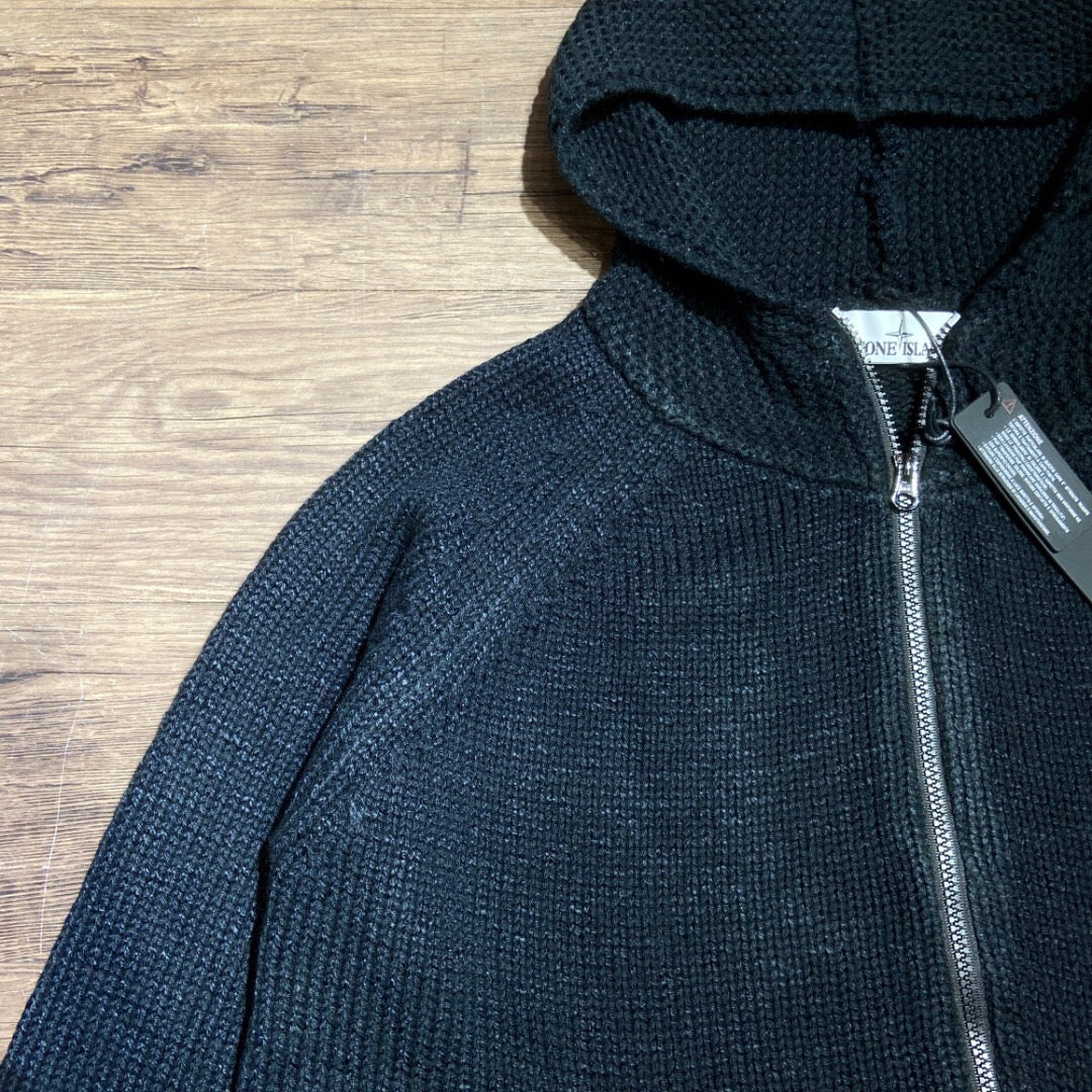 SSS - Knitted Full Zip Hoodie - Stone Streetwear Studio | Timeless Clothing